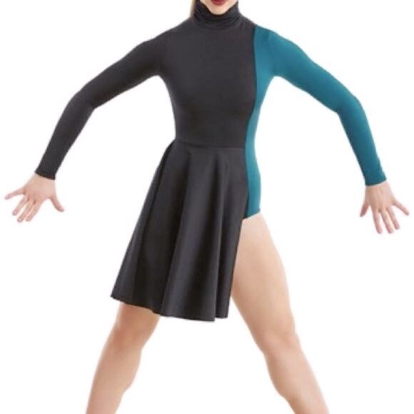 Weissman Balera Dance Costume teal blue dress Make It Rain 10920 Adult medium MA - Picture 1 of 13